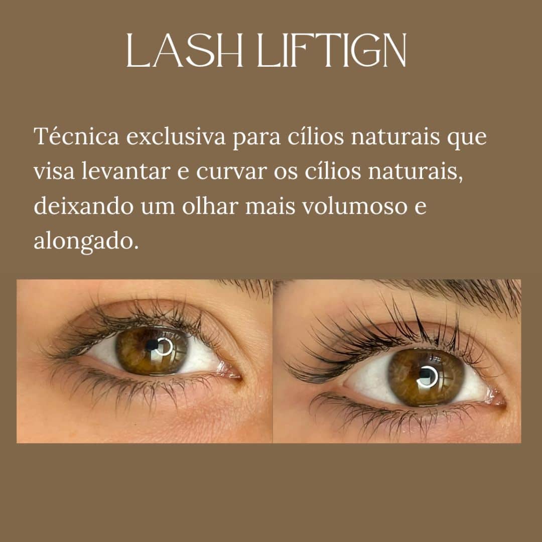Ótica de cílios natural com Lash Lift para volume e curvatura.